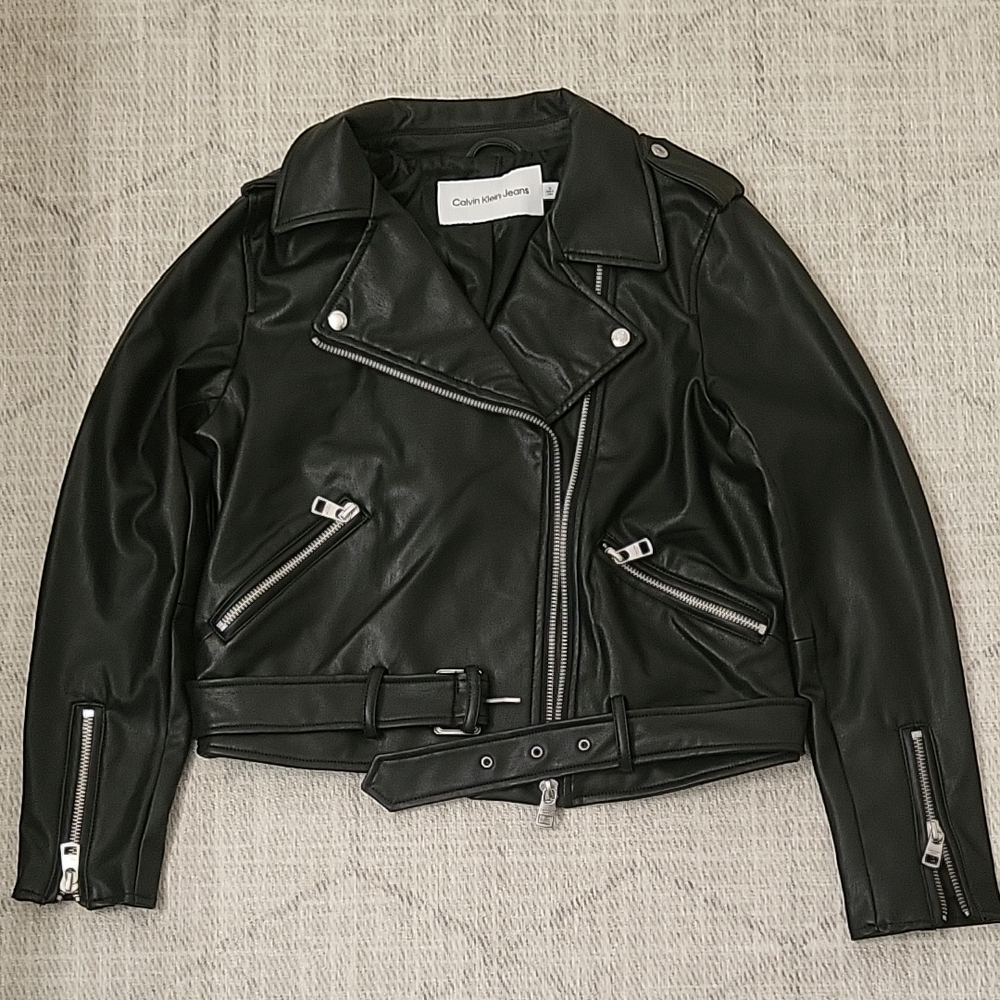 Calvin Klein Women's Black Faux Leather Jacket